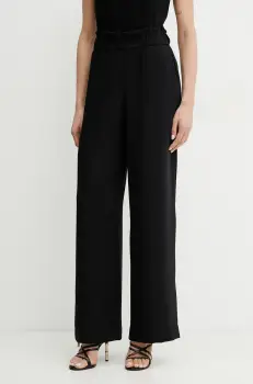 Morgan pantaloni PBIRD femei, culoarea negru, drept, high waist, PBIRD imagine