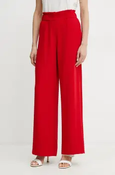 Morgan pantaloni PBIRD femei, culoarea rosu, drept, high waist, PBIRD imagine