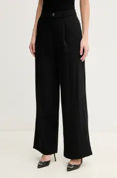 Morgan pantaloni PDION femei, culoarea negru, lat, high waist, PDION imagine