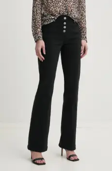 Morgan pantaloni PEMAK femei, culoarea negru, evazati, high waist, PEMAK imagine