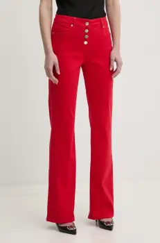 Morgan pantaloni PEMAK femei, culoarea rosu, evazati, high waist, PEMAK imagine