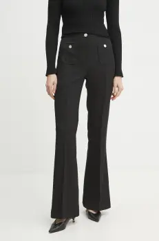 Morgan pantaloni PFLAC.F femei, culoarea negru, evazati, high waist, PFLAC.F imagine