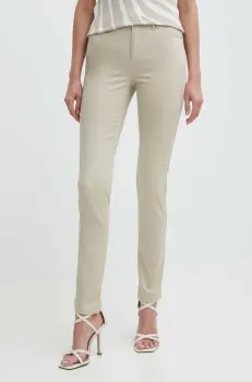 Morgan pantaloni PIOUBA femei, culoarea bej, drept, high waist, PIOUBA imagine