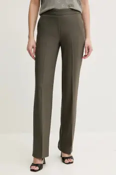 Morgan pantaloni PLODI.F culoarea verde, mulata, medium waist, PLODI.F imagine