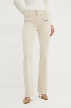 Morgan pantaloni POLENO femei, culoarea bej, evazati, high waist, POLENO imagine