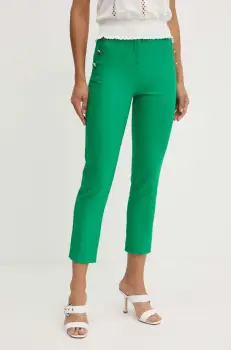 Morgan pantaloni PRATY femei, culoarea verde, fason tigareta, high waist, PRATY imagine