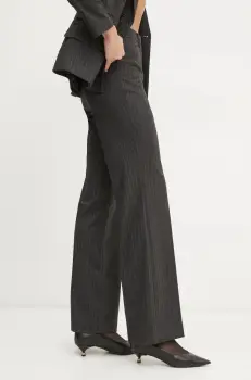 Morgan pantaloni PTALI.F femei, culoarea gri, lat, high waist, PTALI.F imagine