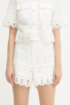 Morgan pantaloni scurti culoarea alb, neted, high waist, SHENTEL imagine