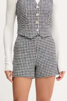 Morgan pantaloni scurti culoarea negru, cu imprimeu, high waist, SHEAN.F imagine