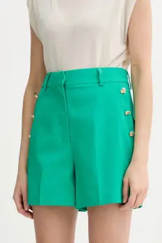 Morgan pantaloni scurti culoarea verde, uni, high waist, SHAKOY imagine