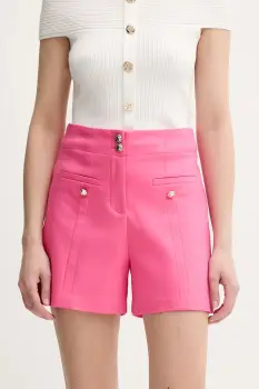 Morgan pantaloni scurti SHADO.F culoarea roz, neted, high waist, SHADO.F imagine