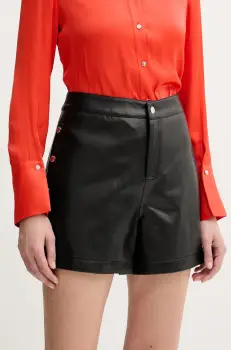 Morgan pantaloni scurti SHELLY culoarea negru, uni, high waist, SHELLY imagine