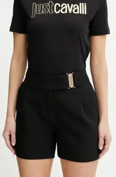 Morgan pantaloni scurti SHOU.F culoarea negru, uni, high waist, SHOU.F imagine