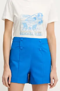 Morgan pantaloni scurti uni, high waist, SHEON imagine