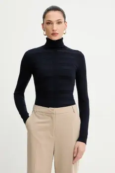 Morgan pulover culoarea bleumarin, light, cu guler, MENTHYO imagine