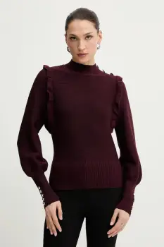 Morgan pulover culoarea bordo, cu turtleneck, MGENEV imagine
