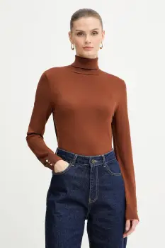 Morgan pulover culoarea maro, light, cu guler, MFLORIA imagine