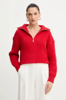 Morgan pulover culoarea rosu, calduros, cu turtleneck, MFLAMI imagine