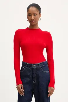 Morgan pulover culoarea rosu, light, cu turtleneck, MROYA imagine