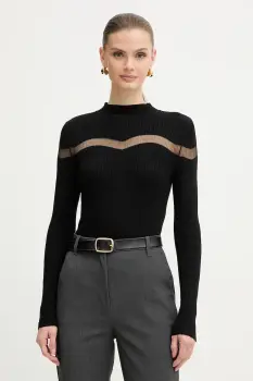 Morgan pulover din amestec de lana culoarea negru, light, cu turtleneck, MVAL imagine