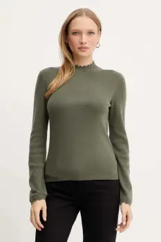 Morgan pulover din amestec de lana culoarea verde, light, cu turtleneck, MROCK imagine