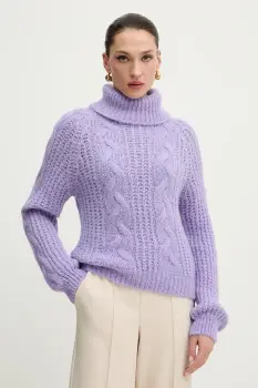 Morgan pulover din amestec de lana de alpaca culoarea violet, cu guler, MPALMA imagine