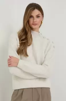 Morgan pulover din amestec de lana femei, culoarea bej, calduros, cu turtleneck imagine