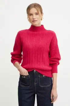 Morgan pulover din amestec de lana MFLAMAN femei, culoarea roz, cu turtleneck, MFLAMAN imagine