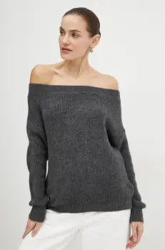 Morgan pulover din amestec de lana MREINE femei, culoarea gri, MREINE imagine