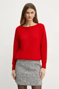 Morgan pulover din amestec de lana MREINE femei, culoarea rosu, MREINE imagine