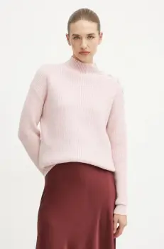 Morgan pulover din amestec de lana MSTORI femei, culoarea roz, cu turtleneck, MSTORI imagine