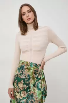 Morgan pulover femei, culoarea bej, light, cu guler imagine