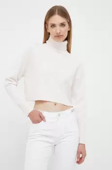 Morgan pulover femei, culoarea bej, light, cu guler imagine