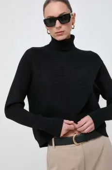 Morgan pulover femei, culoarea negru, cu guler imagine