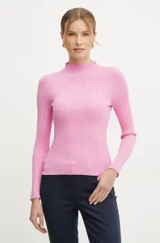 Morgan pulover MAIKIA femei, culoarea roz, light, cu turtleneck, MAIKIA imagine