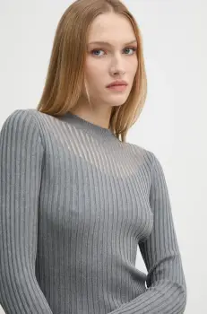 Morgan pulover MANDRIN femei, culoarea gri, MANDRIN imagine