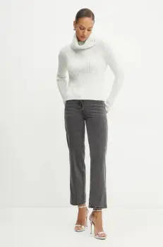 Morgan pulover MCASI femei, culoarea gri, cu guler, MCASI imagine
