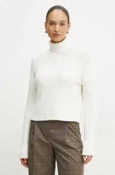 Morgan pulover MCOURTA femei, culoarea bej, cu guler, MCOURTA imagine