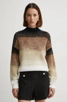 Morgan pulover MDYE femei, culoarea bej, cu turtleneck, MDYE imagine