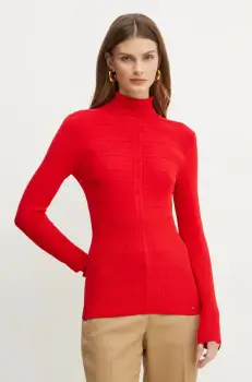 Morgan pulover MENTOS.M femei, culoarea rosu, cu guler, MENTOS.M imagine