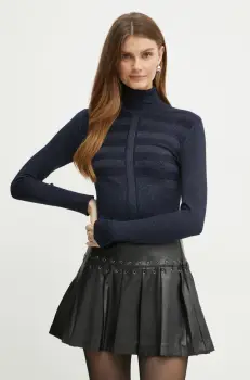 Morgan pulover MENTOSA femei, culoarea bleumarin, light, cu guler, MENTOSA imagine