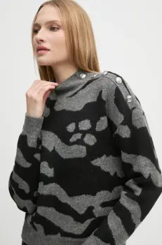 Morgan pulover MFELIX femei, culoarea gri, cu turtleneck, MFELIX imagine