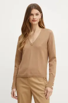 Morgan pulover MGOLD femei, culoarea maro, MGOLD imagine