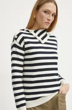 Morgan pulover MOUETTE femei, culoarea bej, cu turtleneck, MOUETTE imagine