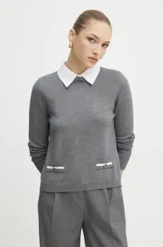 Morgan pulover MSHIRT femei, culoarea gri, light, MSHIRT imagine