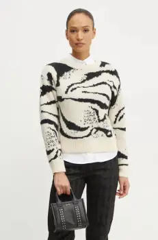 Morgan pulover MZOU femei, culoarea bej, MZOU imagine