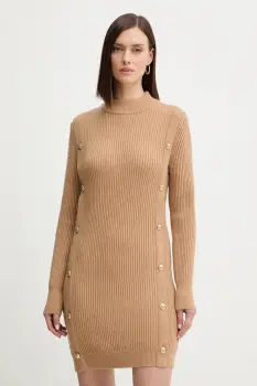 Morgan rochie culoarea bej, mini, drept, RMCOOL imagine