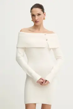 Morgan rochie culoarea bej, mini, mulata, RMBOGO imagine