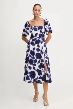 Morgan rochie culoarea bleumarin, midi, evazati, RYAO.F imagine