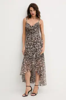 Morgan rochie culoarea maro, maxi, drept, RDOLS imagine